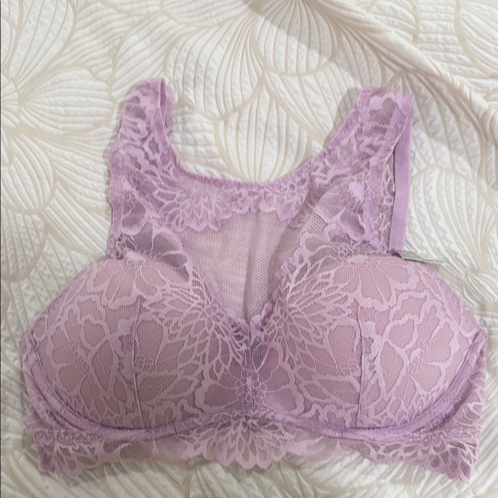 PINK Victoria's Secret Purple Lace Wireless Bra